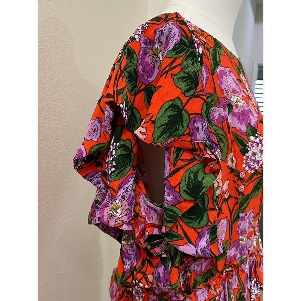 SFERA Collection Floral Mini Dress Ruffle Short Sleeve Femme Belted Party Size M - Picture 5 of 10